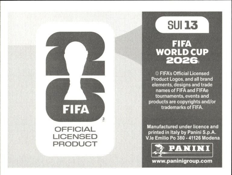 2026 Panini FIFA World Cup Switzerland #SUI 13 soccer trading card back