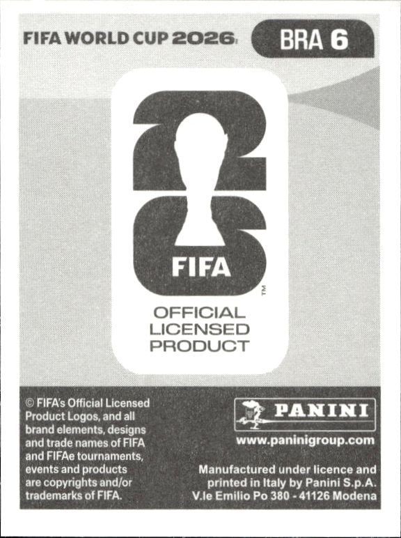 2026 Panini FIFA World Cup Gabriel Magalhães #BRA 6 soccer trading card back