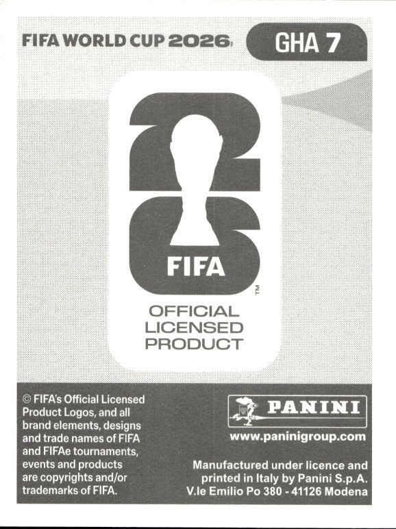 2026 Panini FIFA World Cup Gideon Mensah #GHA 7 soccer trading card back