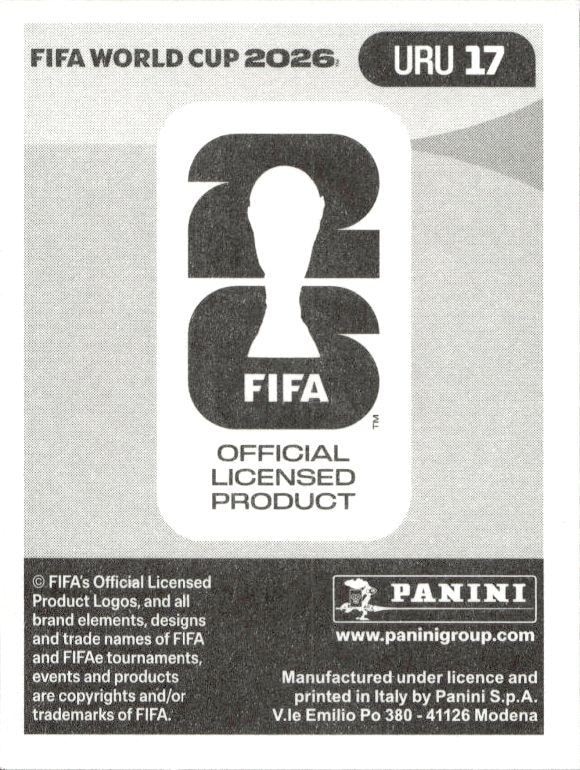 2026 Panini FIFA World Cup Darwin Núñez #URU 17 soccer trading card back