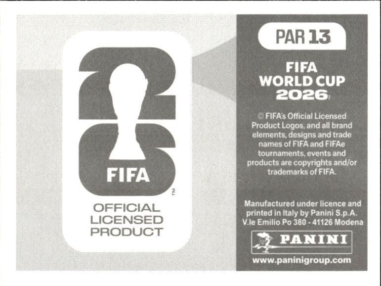 2026 Panini FIFA World Cup Paraguay #PAR 13 soccer trading card back