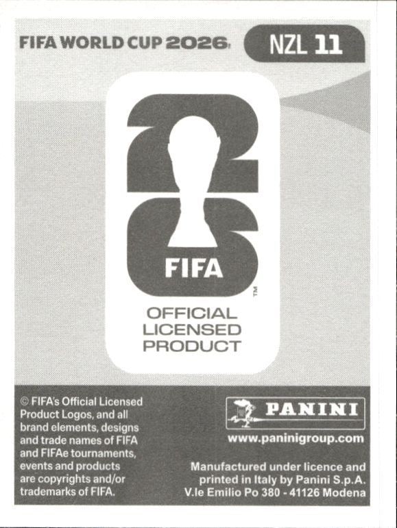 2026 Panini FIFA World Cup Sarpret Singh #NZL 11 soccer trading card back