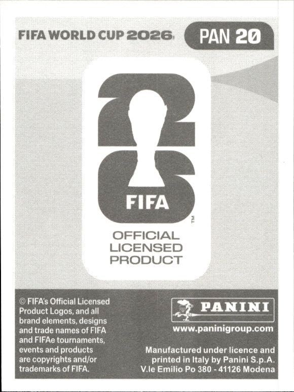 2026 Panini FIFA World Cup Alberto Quintero #PAN 20 soccer trading card back