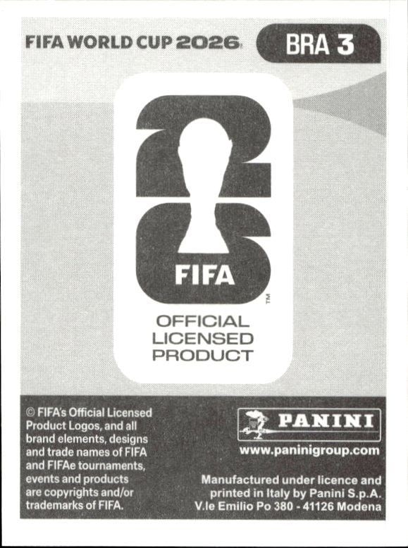 2026 Panini FIFA World Cup Bento #BRA 3 soccer trading card back