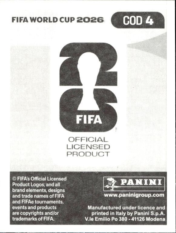 2026 Panini FIFA World Cup Ivan Tuanzebe #COD 4 soccer trading card back