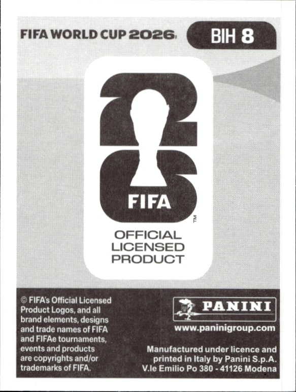 2026 Panini FIFA World Cup Amir Hadžiahmetović #BIH 8 soccer trading card back