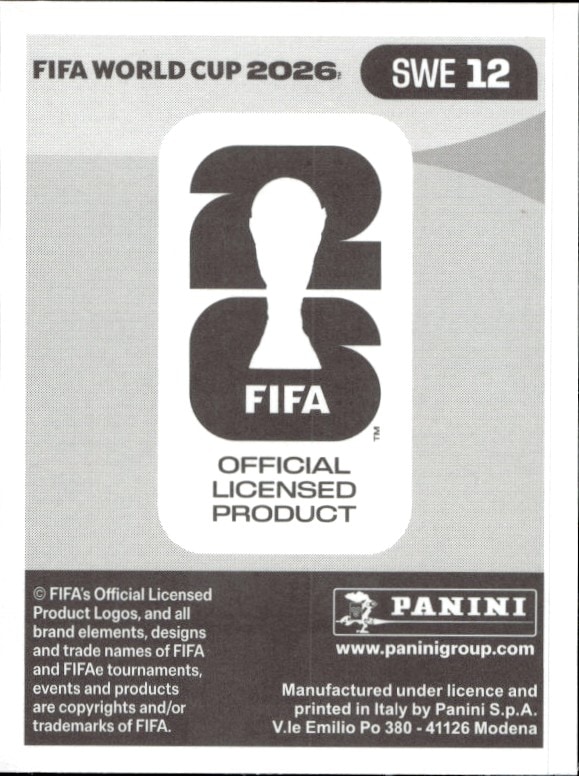 2026 Panini FIFA World Cup Mattias Svanberg #SWE 12 soccer trading card back