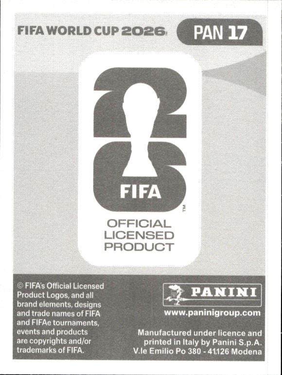 2026 Panini FIFA World Cup José Fajardo #PAN 17 soccer trading card back