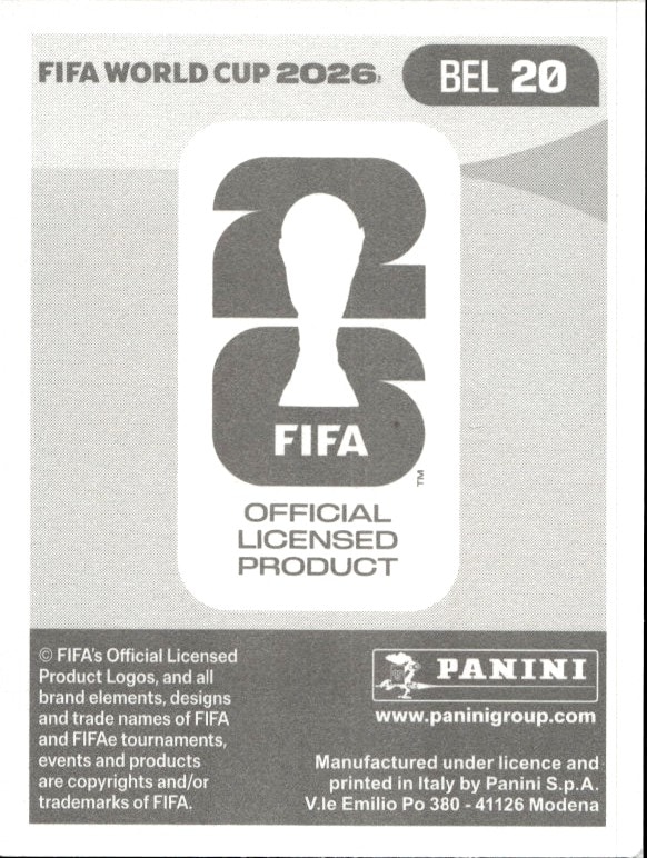 2026 Panini FIFA World Cup Romelu Lukaku #BEL 20 soccer trading card back