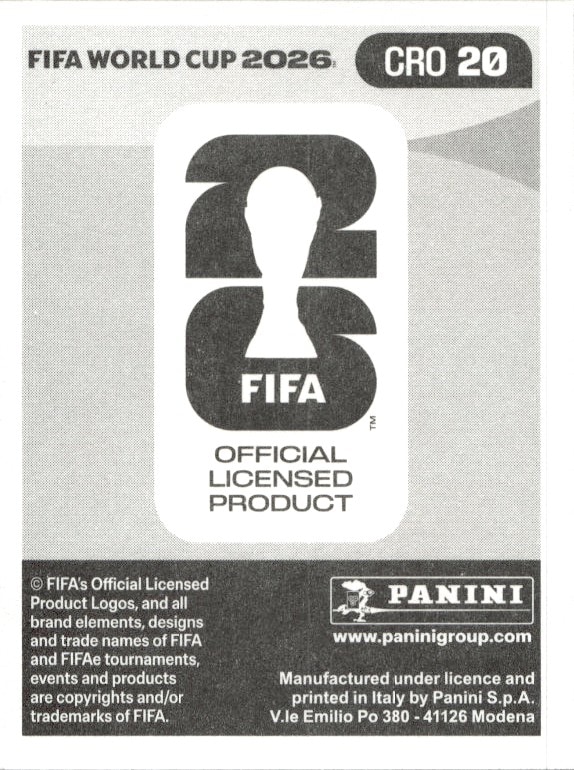 2026 Panini FIFA World Cup Franjo Ivanović #CRO 20 soccer trading card back