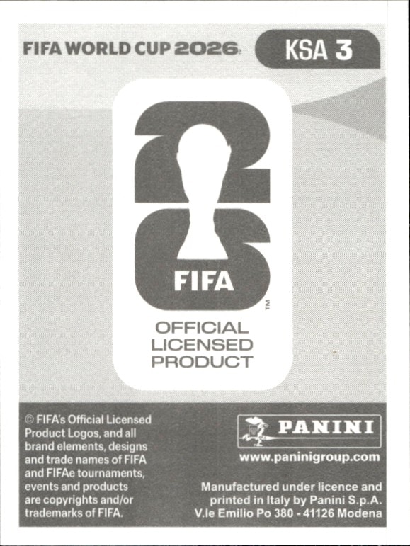 2026 Panini FIFA World Cup Abdulrahman Alsanbi #KSA 3 soccer trading card back