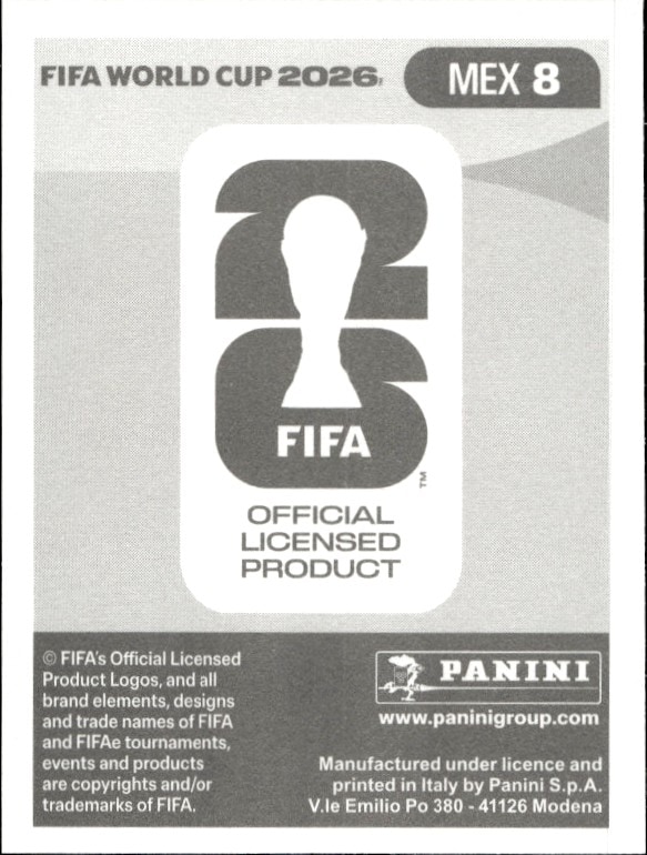 2026 Panini FIFA World Cup Diego Lainez #MEX 8 soccer trading card back