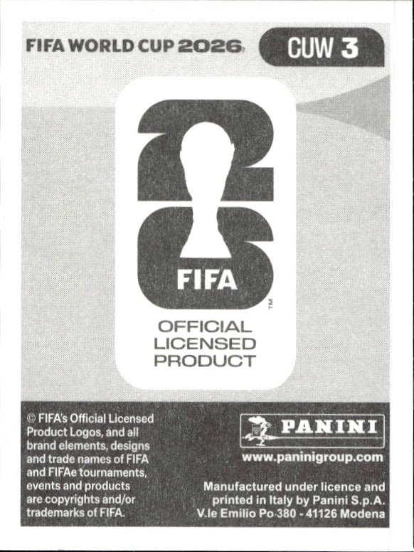 2026 Panini FIFA World Cup Armando Obispo #CUW 3 soccer trading card back