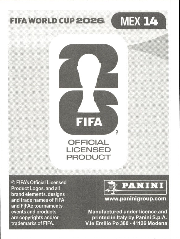2026 Panini FIFA World Cup Érick Sánchez #MEX 14 soccer trading card back