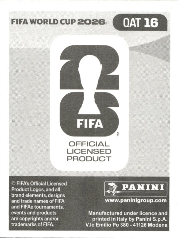 2026 Panini FIFA World Cup Hassan Al-Haydos #QAT 16 soccer trading card back