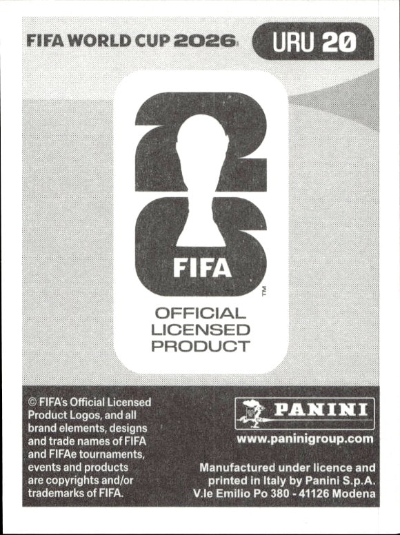 2026 Panini FIFA World Cup Facundo Pellistri #URU 20 soccer trading card back