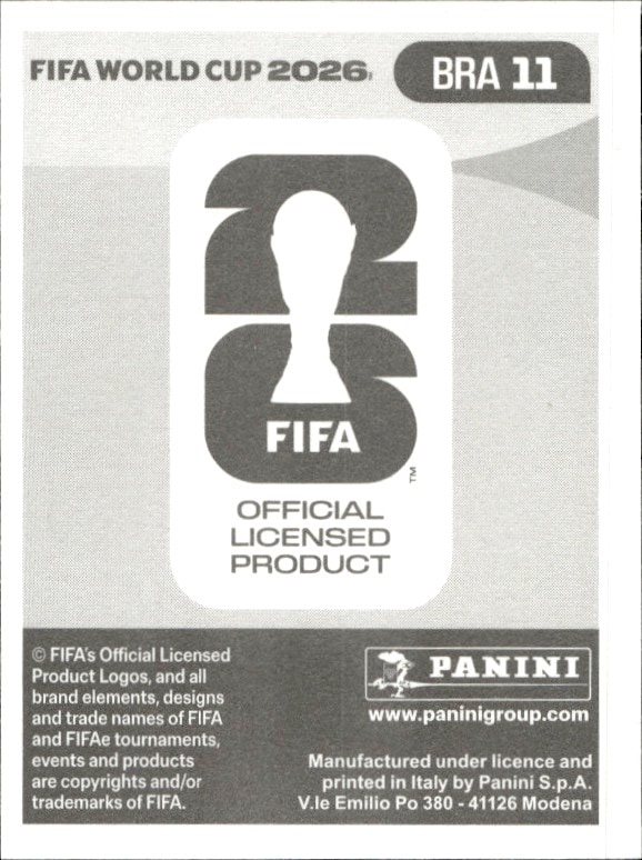 2026 Panini FIFA World Cup Bruno Guimarães #BRA 11 soccer trading card back