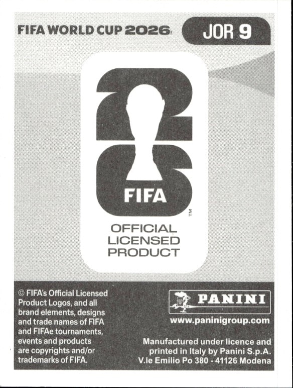 2026 Panini FIFA World Cup Ibrahim Saadeh #JOR 9 soccer trading card back