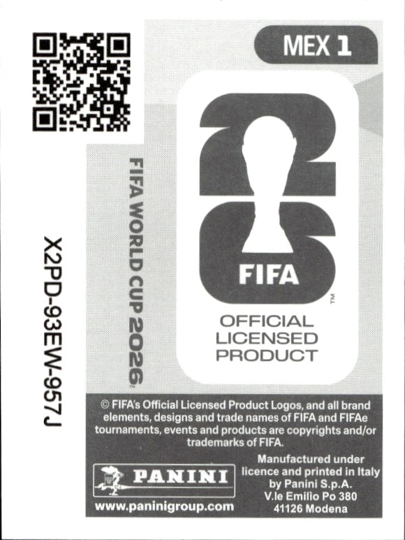 2026 Panini FIFA World Cup Mexico #MEX 1 soccer trading card back