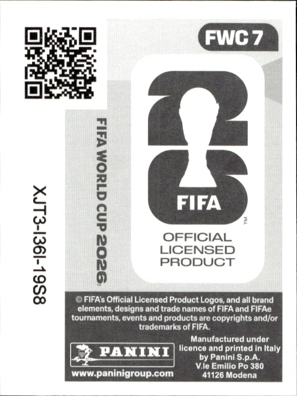 2026 Panini FIFA World Cup Fifa World Cup 2026 #FWC 7 soccer trading card back