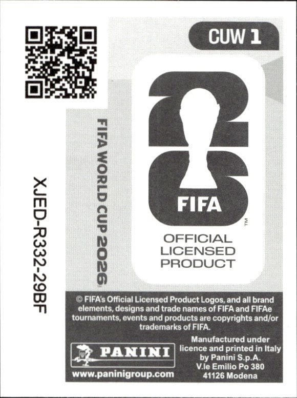 2026 Panini FIFA World Cup Curaçao #CUW 1 soccer trading card back