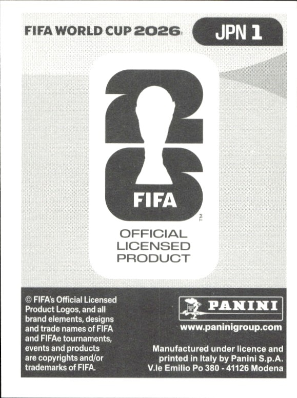 2026 Panini FIFA World Cup Japan #JPN 1 soccer trading card back