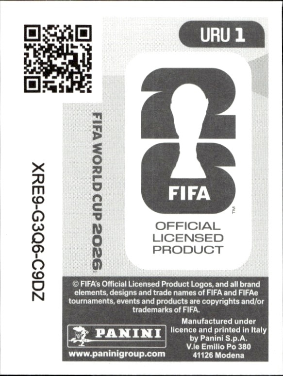 2026 Panini FIFA World Cup Uruguay #URU 1 soccer trading card back