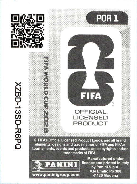2026 Panini FIFA World Cup Portugal #POR 1 soccer trading card back