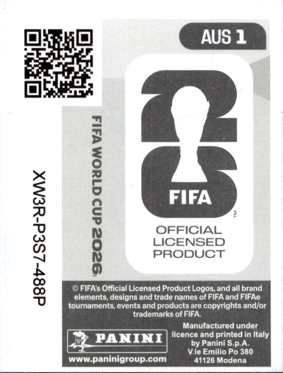 2026 Panini FIFA World Cup Australia #AUS 1 soccer trading card back