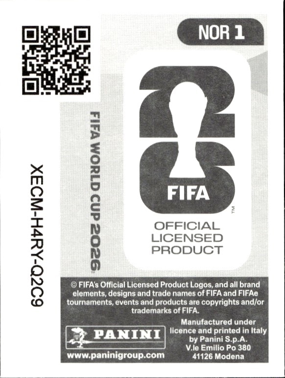 2026 Panini FIFA World Cup Norway #NOR 1 soccer trading card back