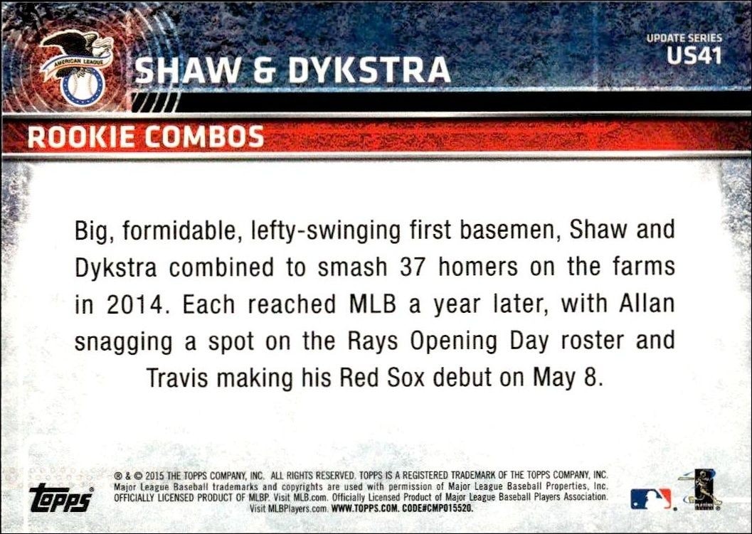 2015 Topps Update Series Travis Shaw #US41 baseball trading card back