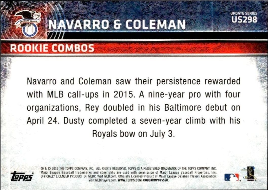 2015 Topps Update Series Rey Navarro #US298 baseball trading card back