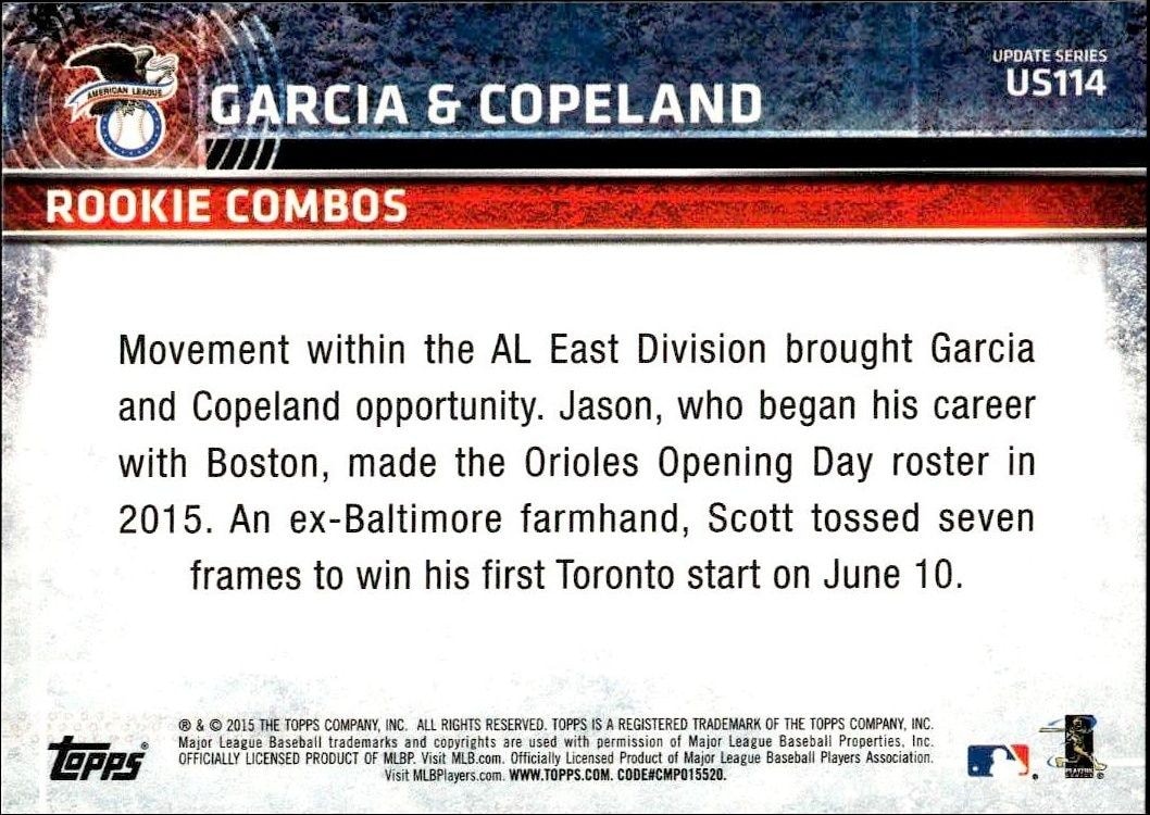 2015 Topps Update Series Jason Garcia #US114 baseball trading card back