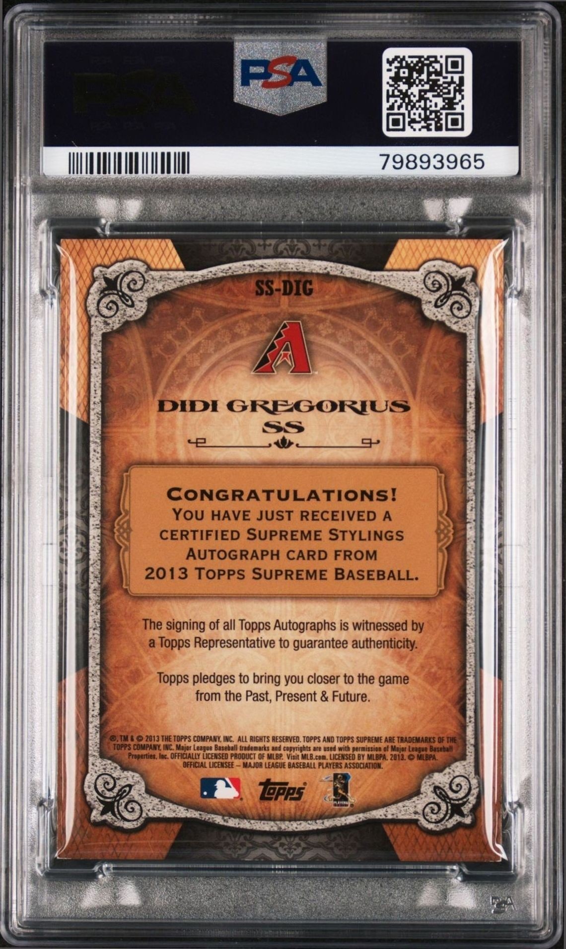 2013 Topps Supreme Didi Gregorius #SS-DIG baseball trading card back