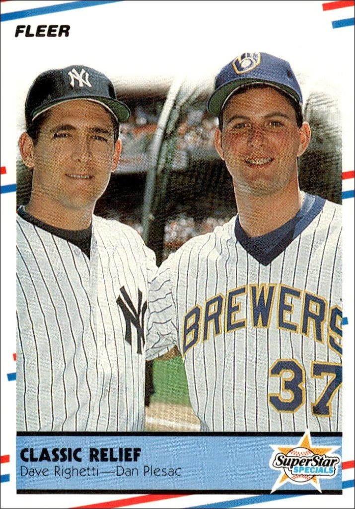 1988 Fleer Dave Righetti #625 trading card