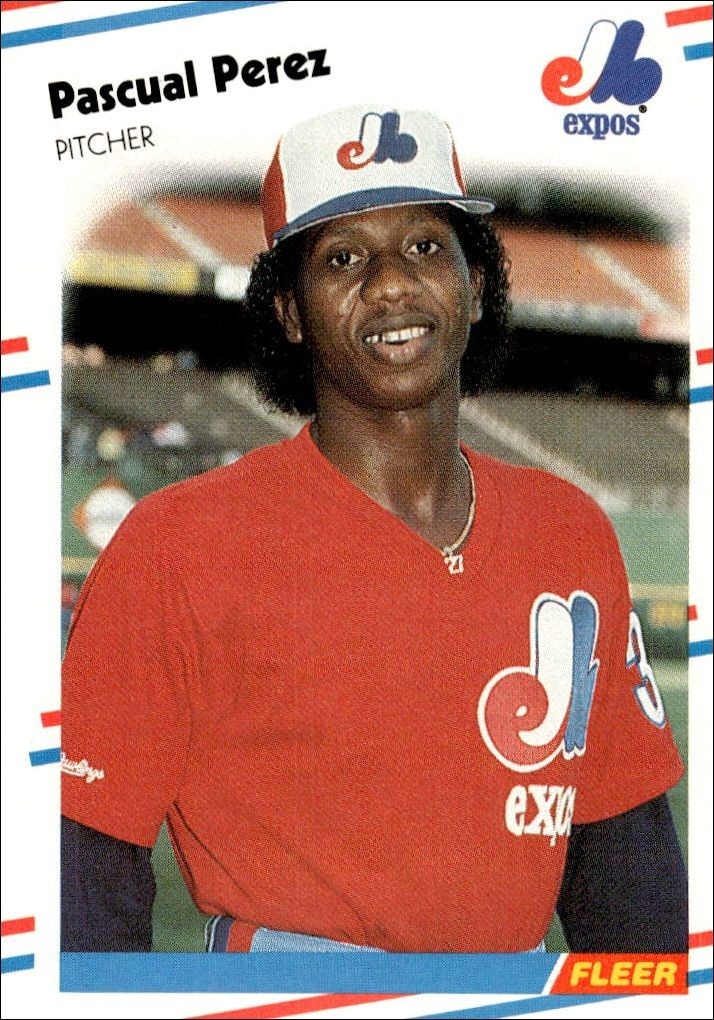 1988 Fleer Pascual Perez #192 trading card