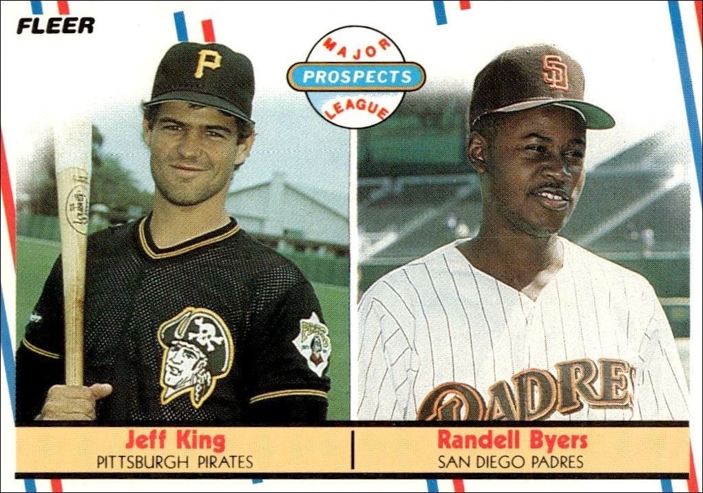 1988 Fleer Jeff King #653 trading card