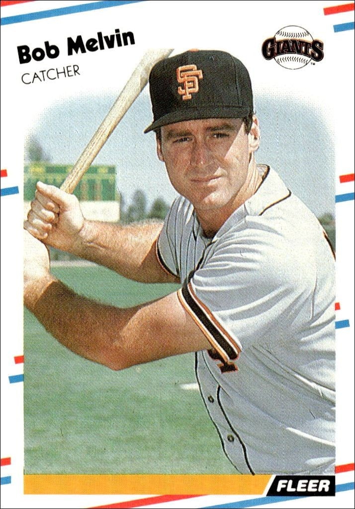 1988 Fleer Bob Melvin #91 trading card