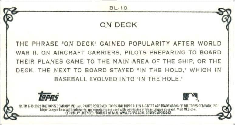2022 Topps Allen & Ginter On Deck #BL-10 baseball trading card back