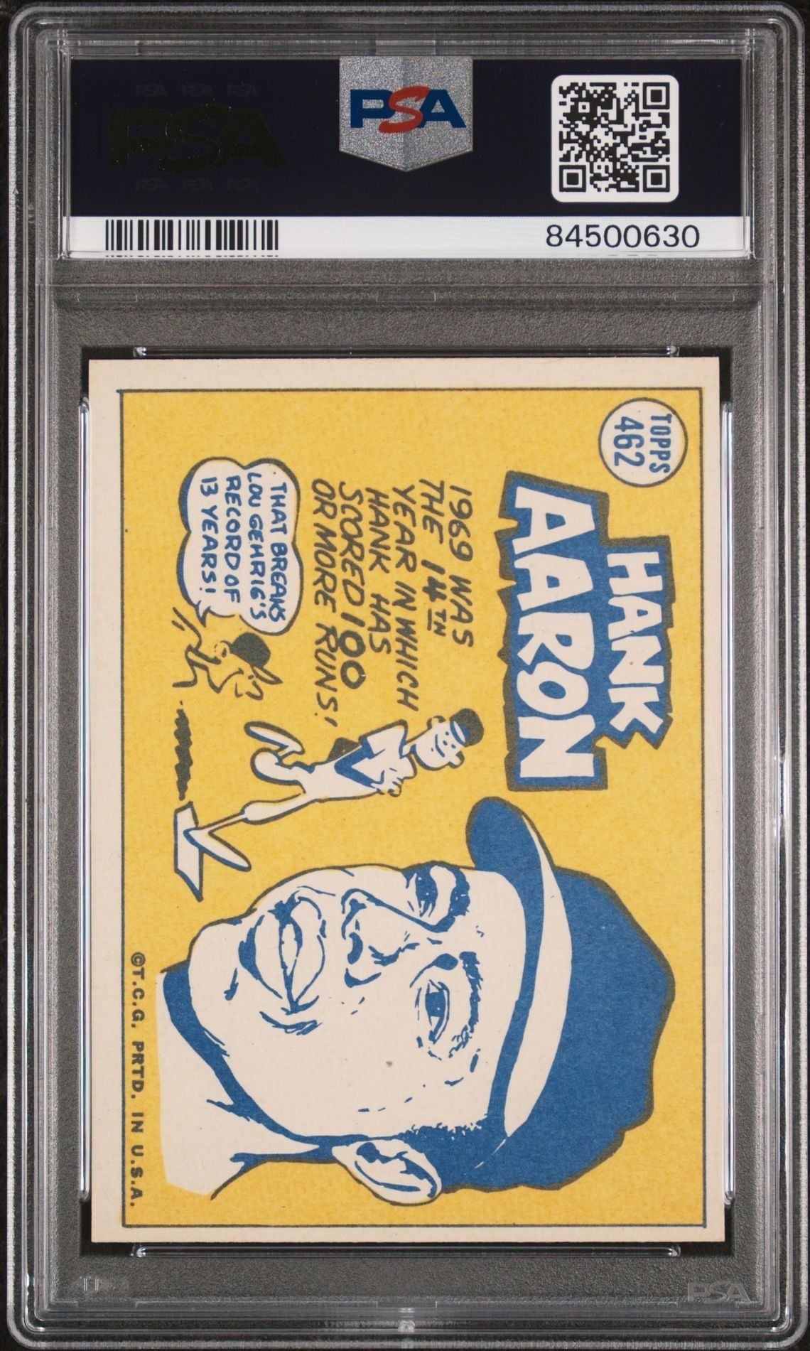 1970 Topps Hank Aaron #462 baseball trading card back