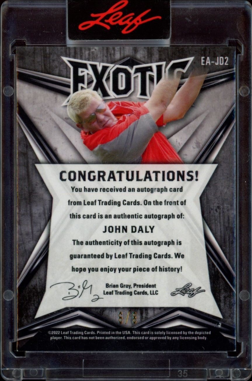 2022 Leaf Exotic John Daly #EA-JD2 golf trading card back