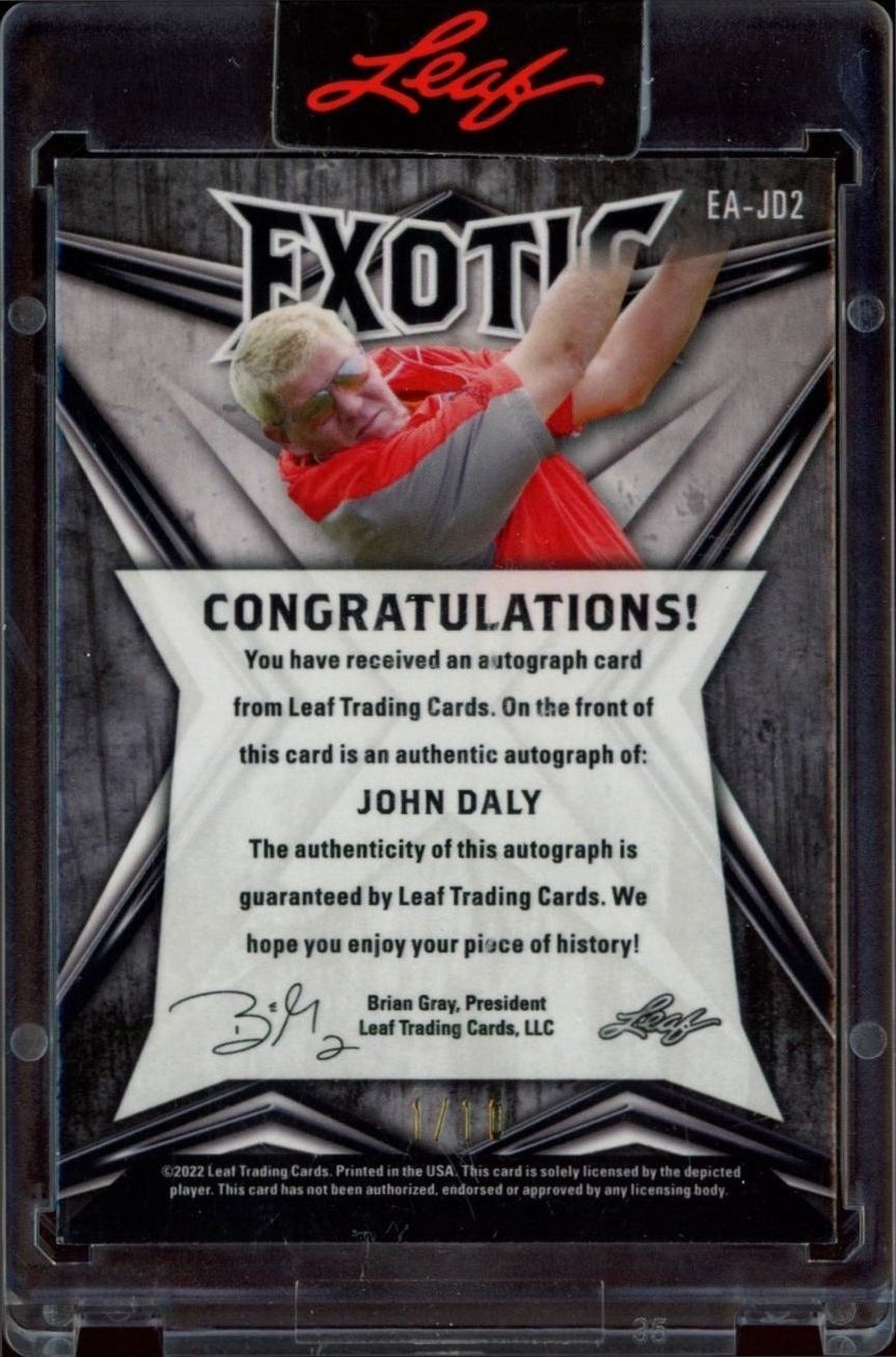 2022 Leaf Exotic John Daly #EA-JD2 golf trading card back