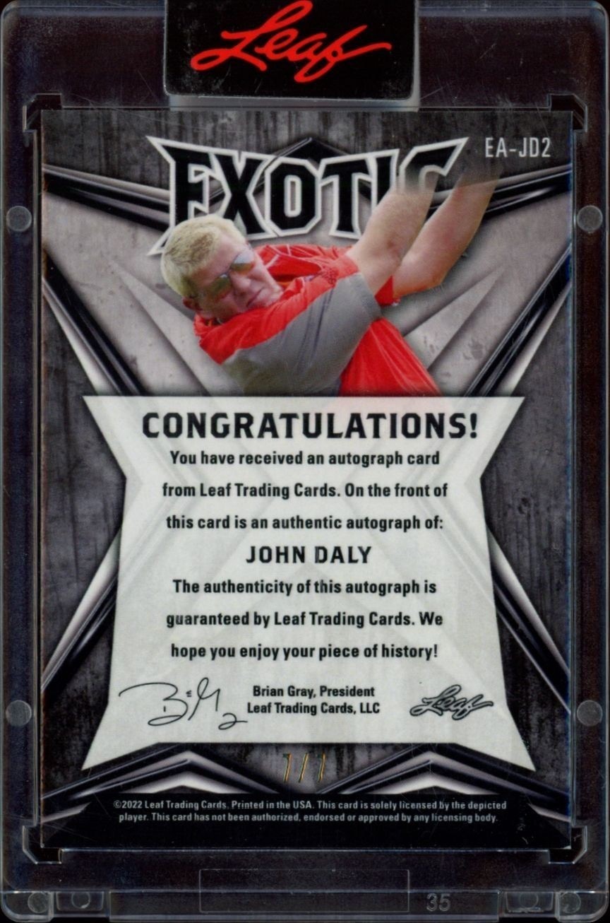 2022 Leaf Exotic John Daly #EA-JD2 golf trading card back