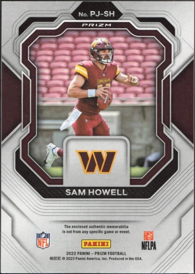 2022 Panini Prizm Football Sam Howell #PJ-SH football trading card back