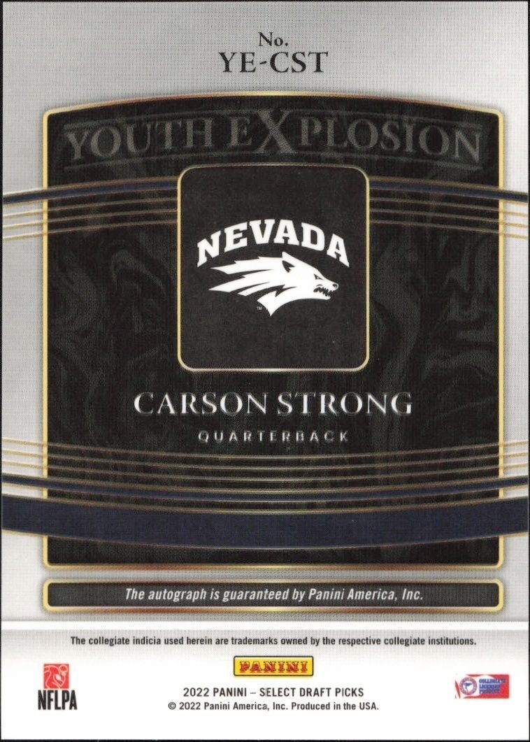 2022 Panini Select Draft Picks Carson Strong #YE-CST football trading card back