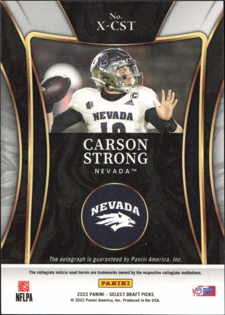 2022 Panini Select Draft Picks Carson Strong #X-CST football trading card back