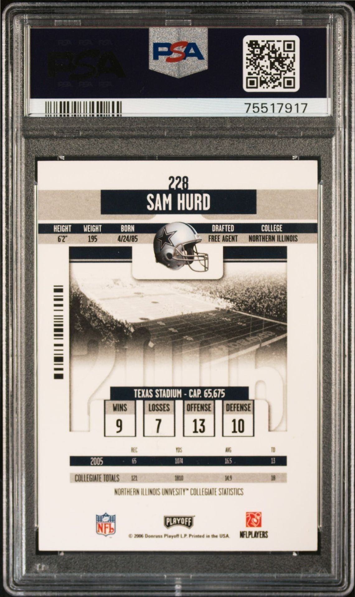 2006 Donruss Playoff Contenders Sam Hurd #228 football trading card back