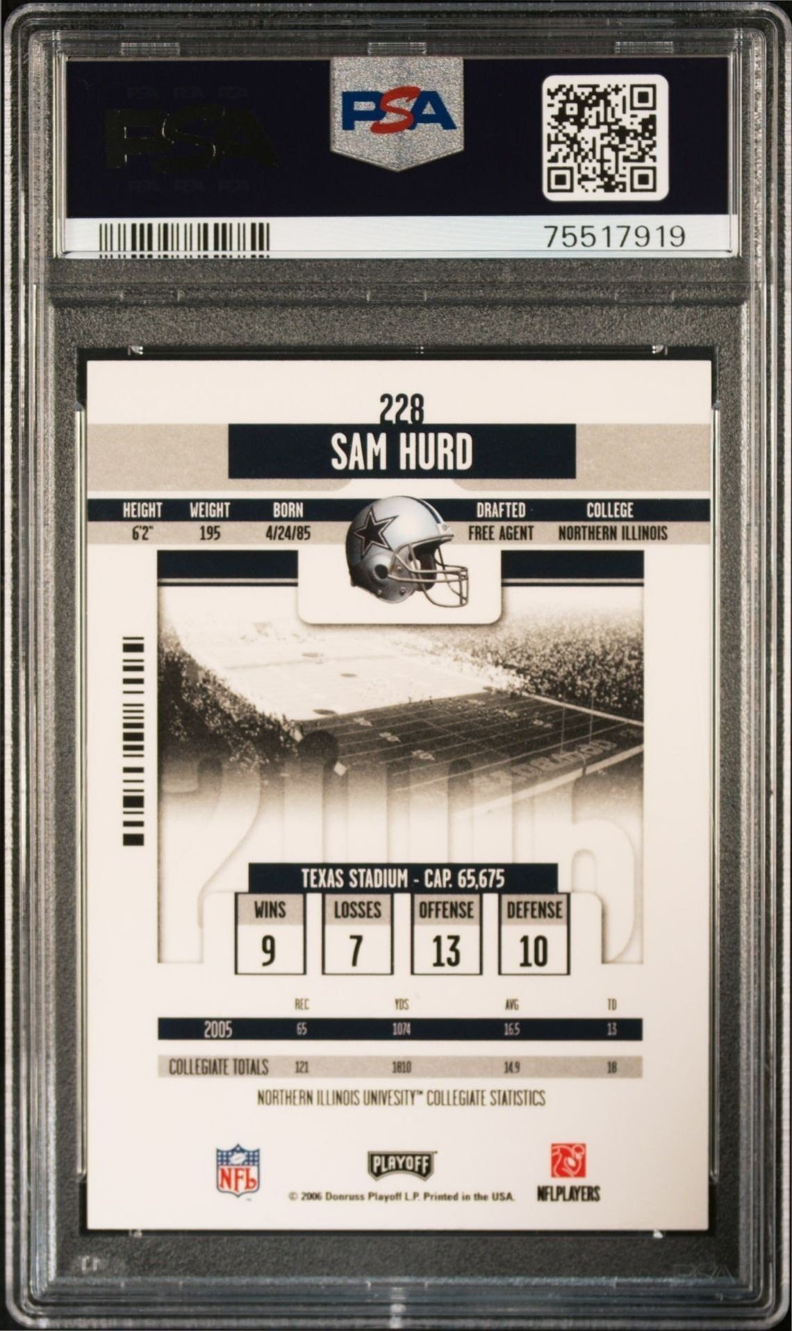 2006 Donruss Playoff Contenders Sam Hurd #228 football trading card back
