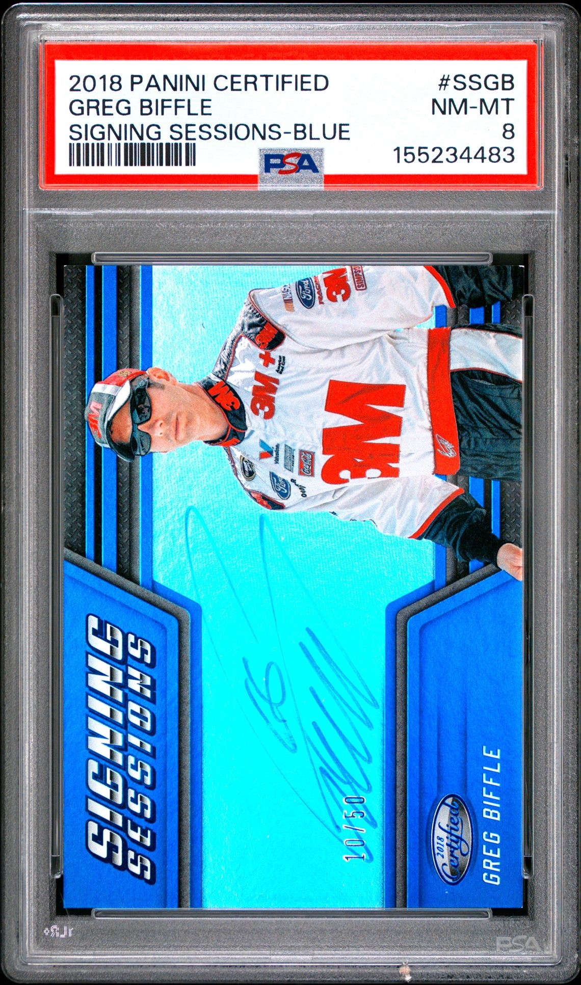 Greg Biffle (Signing Sessions · Blue · Numbered /50 · Manufacturer Autograph · Hard Signed)