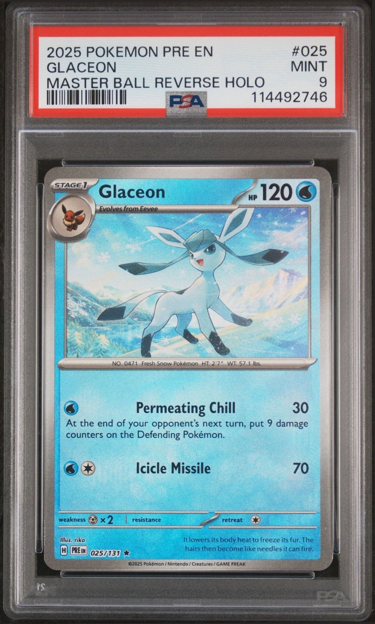 2025 Pokémon Prismatic Evolutions Glaceon #025/131 trading card